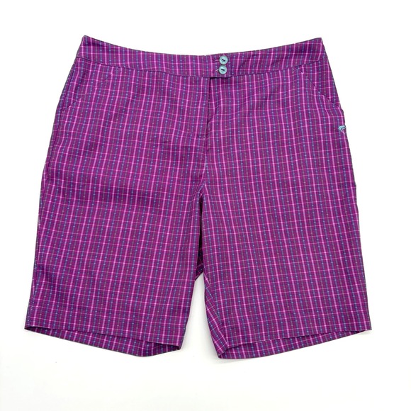 Golf America Pants - Golf America Women's Bermuda Shorts Size 12 Lightweight Purple Plaid  Pockets 9"
